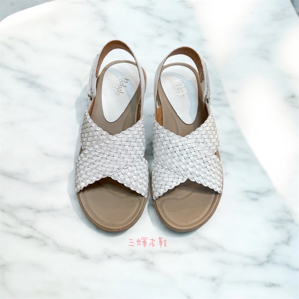 三輝皮鞋台灣製全真皮 羊皮編織足弓支撐可調整魔鬼粘超輕量交叉平底涼鞋 MIT 寬楦拇指外翻足底筋膜炎女厚底涼鞋-細節圖5
