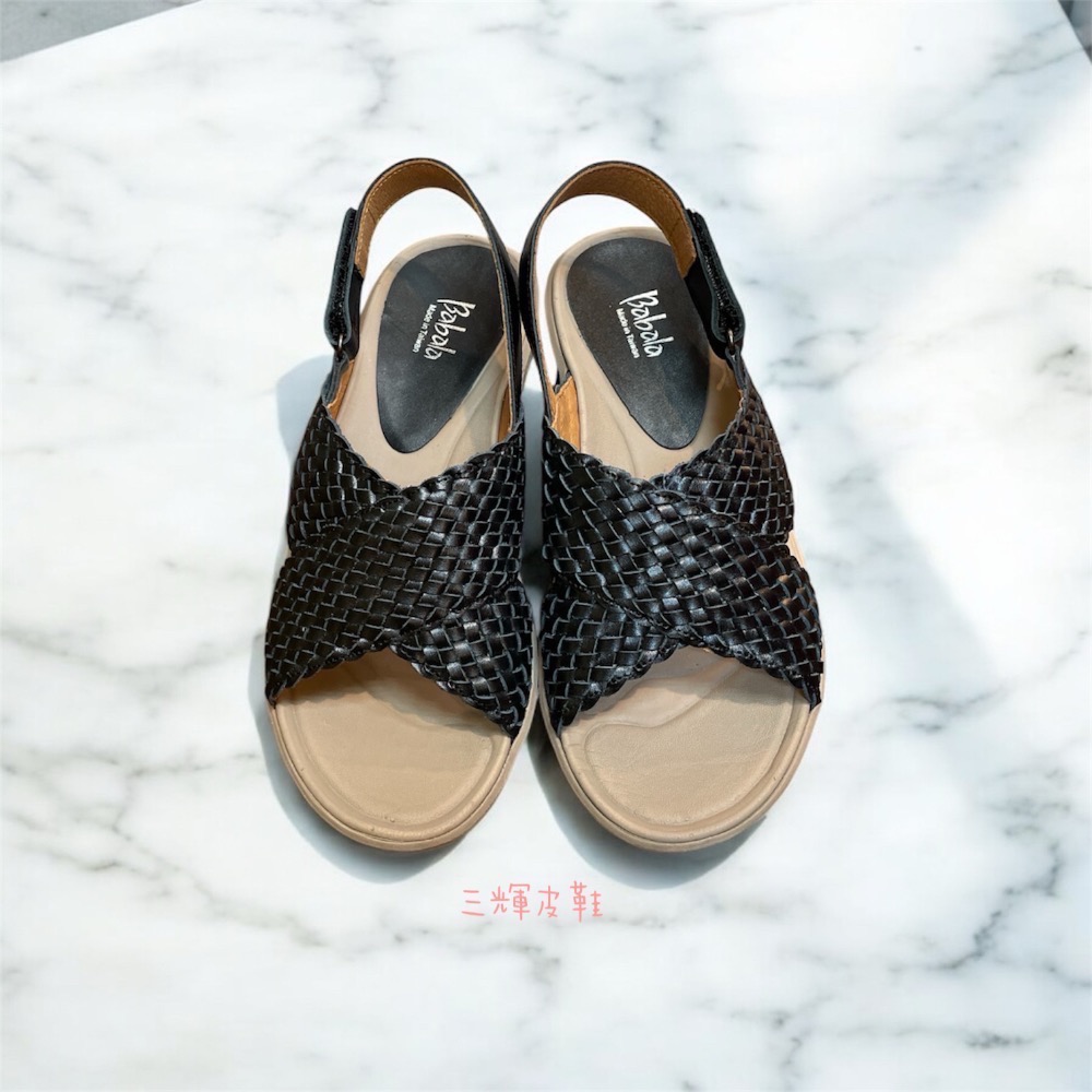 三輝皮鞋台灣製全真皮 羊皮編織足弓支撐可調整魔鬼粘超輕量交叉平底涼鞋 MIT 寬楦拇指外翻足底筋膜炎女厚底涼鞋-細節圖7