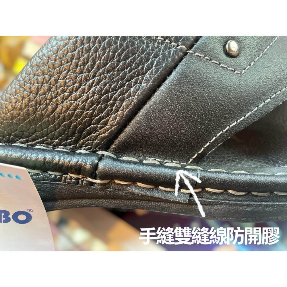 三輝皮鞋🇹🇼台灣製真皮拖鞋 氣墊拖鞋 牛皮拖鞋 拖鞋男 牛皮鞋墊 MIT 老師傅手工雙縫線固特異手縫寬楦厚底男拖鞋-細節圖9
