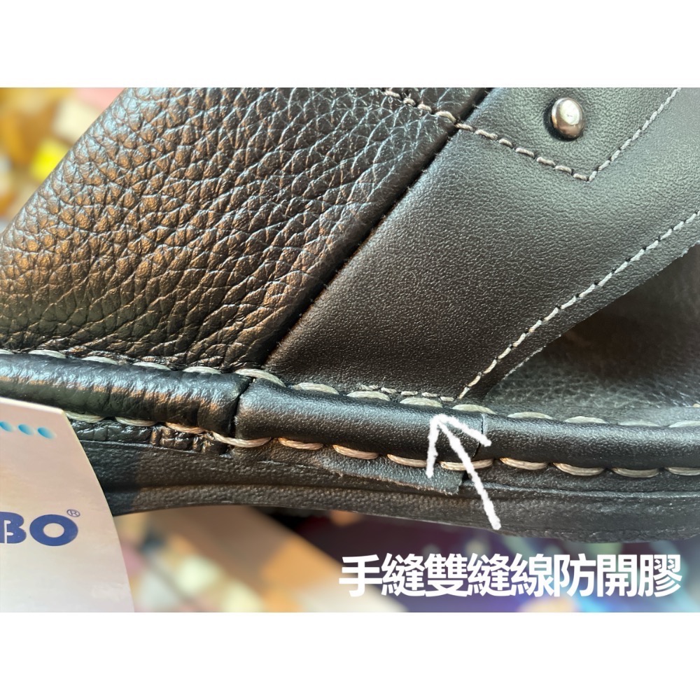 三輝皮鞋🇹🇼台灣製真皮拖鞋 氣墊拖鞋 牛皮拖鞋 拖鞋男 牛皮鞋墊 MIT 老師傅手工雙縫線固特異手縫寬楦厚底男拖鞋-細節圖9
