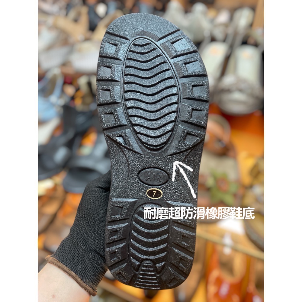 三輝皮鞋🇹🇼台灣製真皮拖鞋 氣墊拖鞋 牛皮拖鞋 拖鞋男 牛皮鞋墊 MIT 老師傅手工雙縫線固特異手縫寬楦厚底男拖鞋-細節圖11