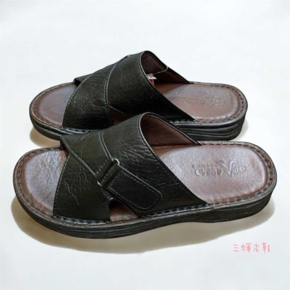 三輝皮鞋台灣製造 mit拖鞋 真皮拖鞋 牛皮拖鞋 老師傅手工鞋 鞋底縫製 氣墊拖鞋 全真皮 真皮涼鞋 耐磨防滑 男拖鞋-細節圖3