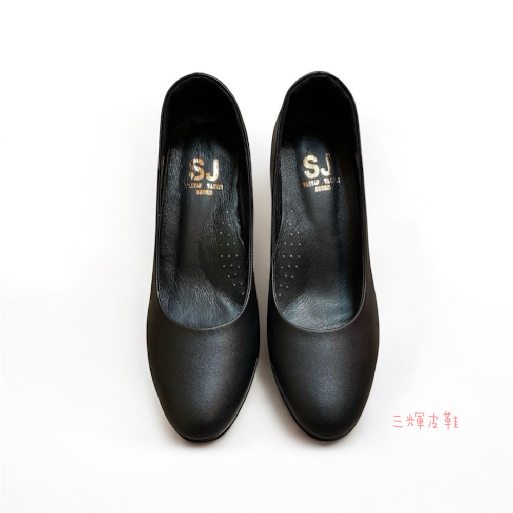 三輝皮鞋台灣製全真皮 羊皮素面圓頭基本款防水台細跟高跟鞋上班鞋 老師傅手工鞋 高台 寬楦 拇指外翻 真皮跟鞋 現貨MIT-細節圖2