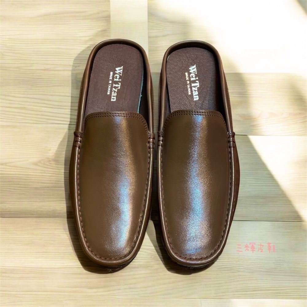 三輝皮鞋🇹🇼台灣製全真皮 老師傅手工鞋 柔軟義大利小牛皮啞光素面穆勒鞋 半拖鞋懶人鞋樂福鞋 英倫豆豆鞋 休閒鞋MIT-細節圖2