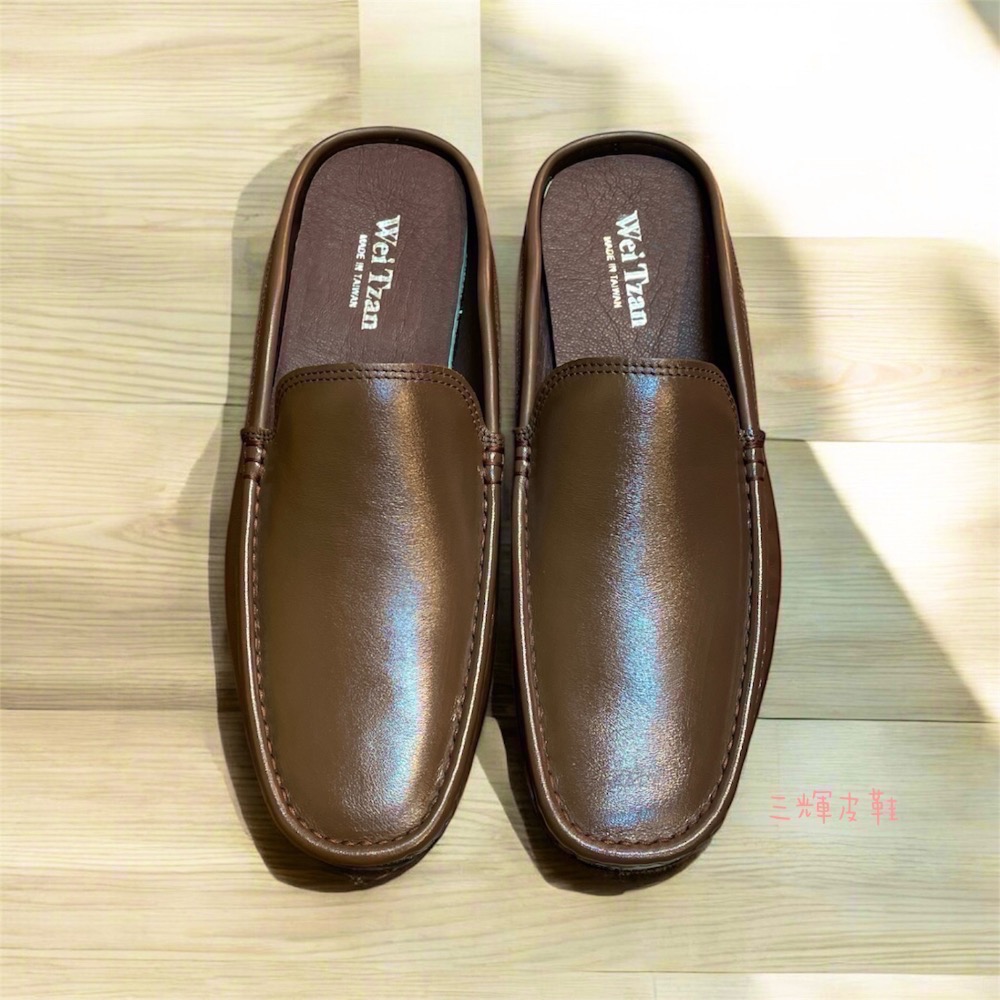 三輝皮鞋🇹🇼台灣製全真皮 老師傅手工鞋 柔軟義大利小牛皮啞光素面穆勒鞋 半拖鞋懶人鞋樂福鞋 英倫豆豆鞋 休閒鞋MIT-細節圖2