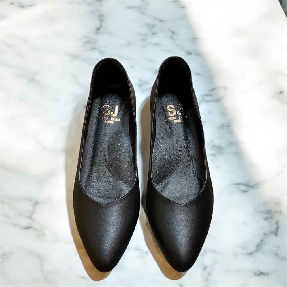 三輝皮鞋台灣製全真皮 羊皮V口尖頭素面基本款跟鞋 木頭跟 低跟鞋中跟鞋粗跟高跟鞋寬楦拇指外翻手工鞋訂製款訂做上班鞋MIT-細節圖3