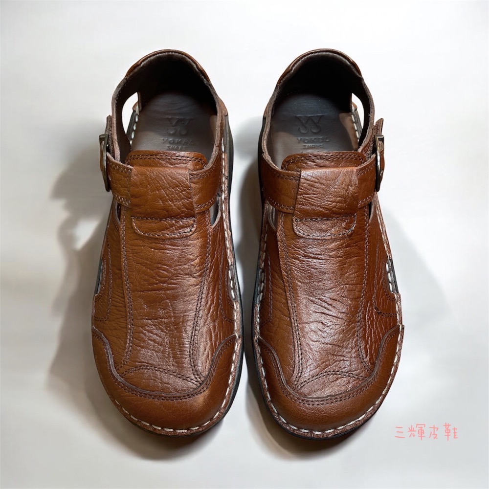 三輝皮鞋🇹🇼台灣製全真皮 MIT老師傅手工鞋 牛皮涼鞋 包頭涼鞋 護趾涼鞋 氣墊涼鞋 鞋底縫製寬楦不露趾涼鞋男涼拖-細節圖2