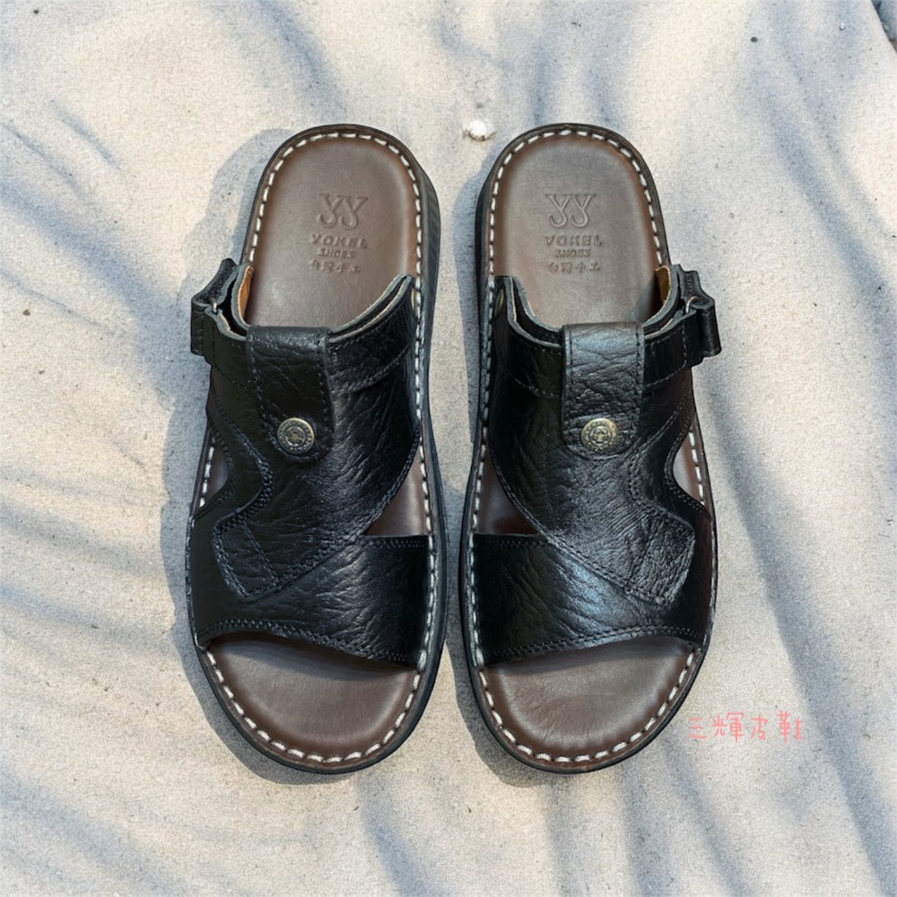 三輝皮鞋🇹🇼台灣製造 MIT 全真皮 兩用氣墊涼鞋 牛皮涼鞋 老師傅手工鞋 真皮涼鞋 2way拖鞋 現貨加預購-細節圖2