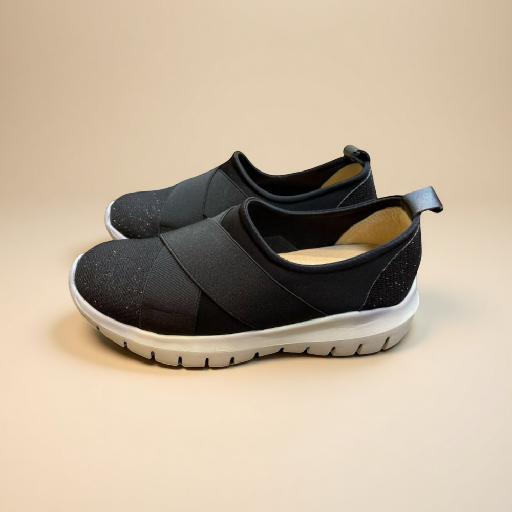 三輝皮鞋台灣製造 MIT 真皮彈性織維布人體工學氣墊減震休閒鞋 外銷日本舒適輕便彈力懶人鞋套入式健走鞋平底鞋運動鞋娃娃鞋-細節圖3