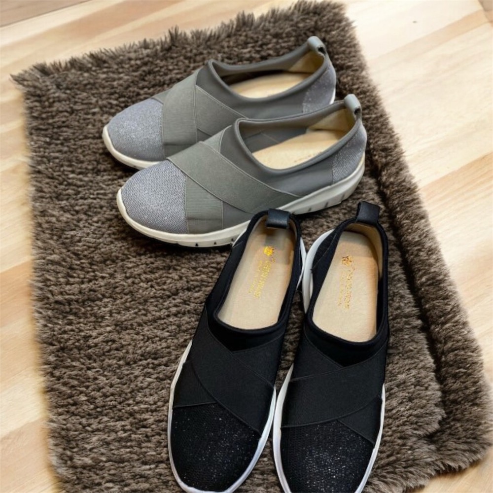 三輝皮鞋台灣製造 MIT 真皮彈性織維布人體工學氣墊減震休閒鞋 外銷日本舒適輕便彈力懶人鞋套入式健走鞋平底鞋運動鞋娃娃鞋-細節圖4