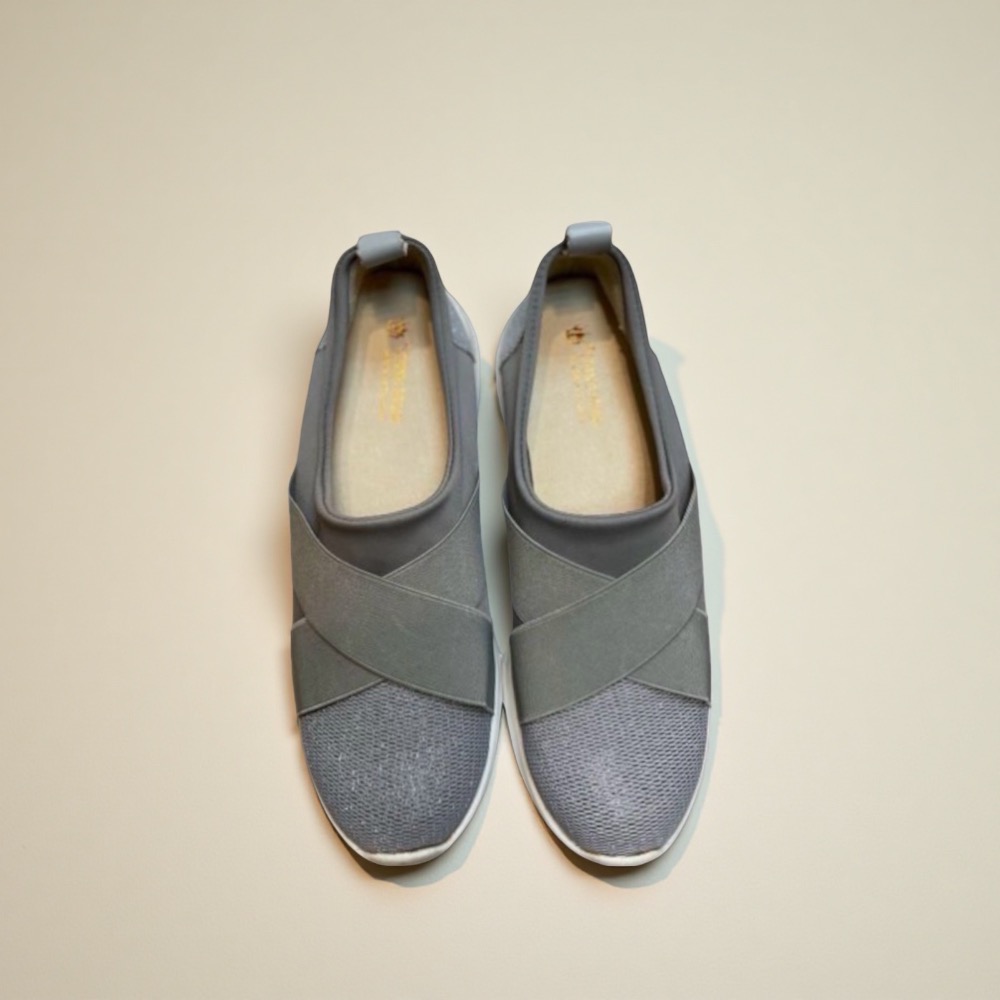 三輝皮鞋台灣製真皮休閒鞋 平底鞋 外銷日本人體工學減震氣墊休閒鞋 輕量鞋 娃娃鞋 MIT交叉彈性纖維布輕便鞋懶人套腳鞋-細節圖2