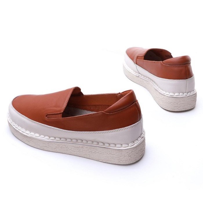 三輝皮鞋台灣fnace全真皮 牛皮軟Q鞋底縫製厚底吐司鞋 深口套腳軟皮軟底懶人鞋休閒鞋餅乾鞋平底鞋滑板增高鞋麵包鞋零碼-細節圖3