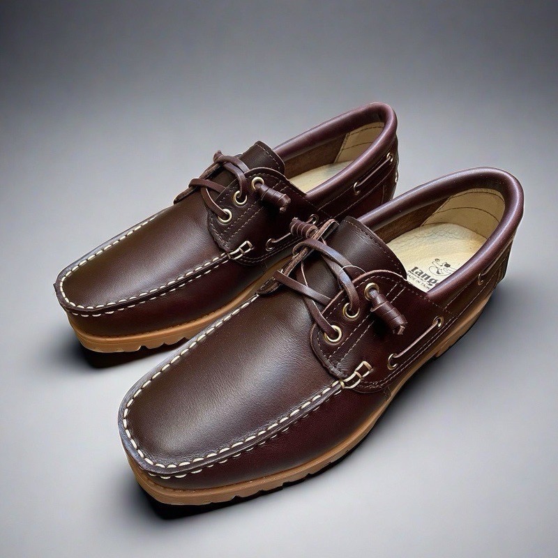 三輝皮鞋台灣製全真皮 牛皮免綁帶鞋底縫製經典雷根鞋 輕量化油蠟手工縫線款軟底休閒鞋帆船鞋 深咖啡/焦糖棕/白 現貨加預購-細節圖6