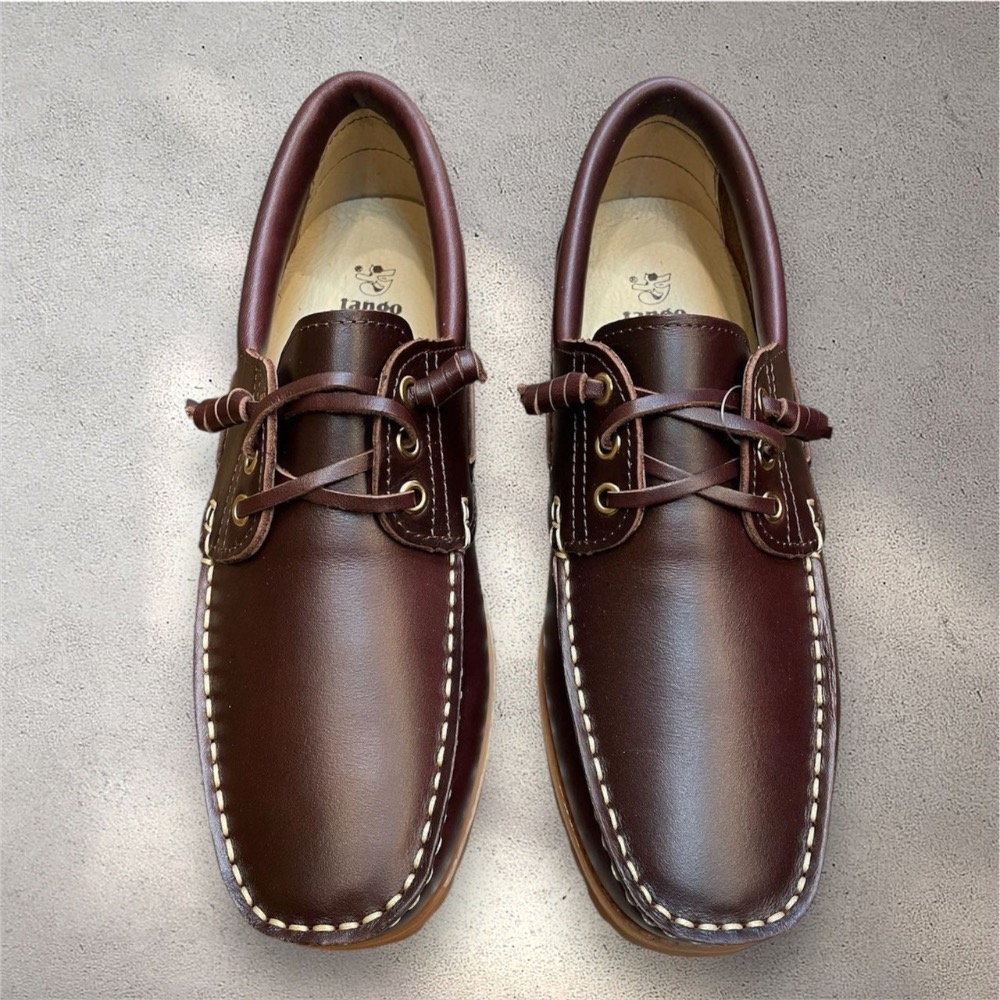 三輝皮鞋台灣製全真皮 牛皮免綁帶鞋底縫製經典雷根鞋 輕量化油蠟手工縫線款軟底休閒鞋帆船鞋 深咖啡/焦糖棕/白 現貨加預購-細節圖7
