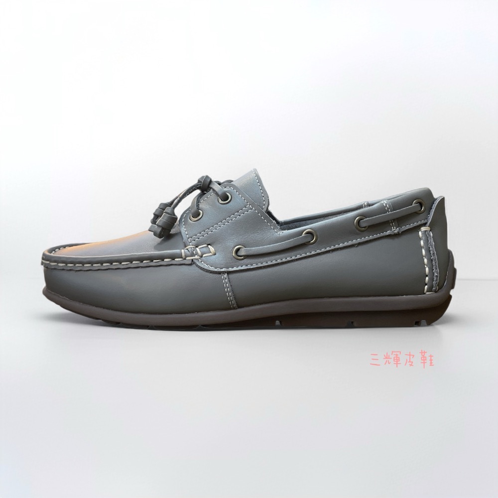 三輝皮鞋台灣製全真皮 牛皮免綁帶經典帆船鞋 獨家訂製鐵灰色 手工男休閒鞋老師傅訂作鞋MIT豆豆鞋雷根鞋樂福鞋開車鞋一腳蹬-細節圖3