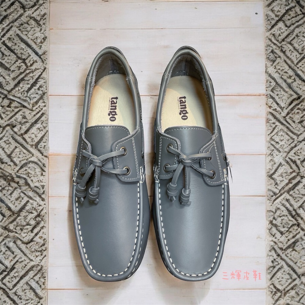 三輝皮鞋台灣製全真皮 牛皮免綁帶經典帆船鞋 獨家訂製鐵灰色 手工男休閒鞋老師傅訂作鞋MIT豆豆鞋雷根鞋樂福鞋開車鞋一腳蹬-細節圖2