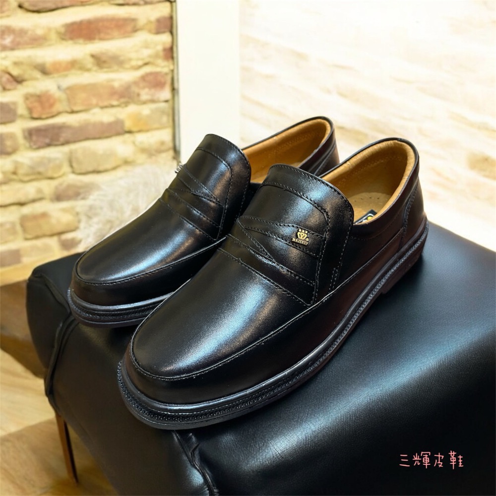 三輝皮鞋🇹🇼台灣製全真皮 牛皮鞋底縫製樂福鞋 MIT免綁帶直套式紳士鞋圓頭男皮鞋老師傅手工鞋商務鞋上班鞋爸爸鞋長輩鞋-細節圖2