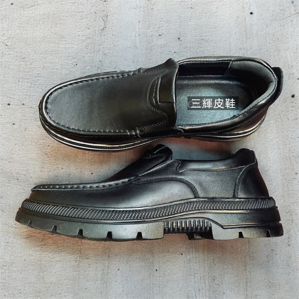 三輝皮鞋全真皮 牛皮免綁帶懶人直套式男皮鞋 上班鞋商務鞋休閒皮鞋爸爸鞋長輩鞋寬楦鞋父親節業務司機學生實習開車鞋旅遊-細節圖3