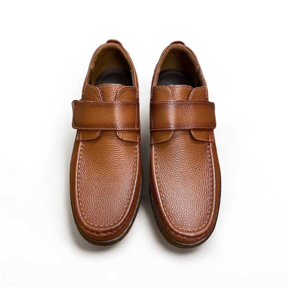 三輝皮鞋牛皮免綁帶懶人魔鬼粘荔枝紋男皮鞋 上班鞋商務鞋休閒皮鞋通勤業務司機學生實習開車鞋旅遊 爸爸鞋長輩鞋寬楦鞋父親節-細節圖2