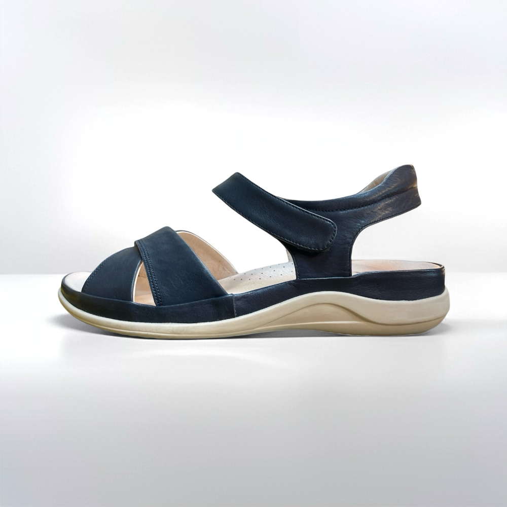 綠36/藍35、40/三輝皮鞋全真皮ORIS膨膨柔軟牛皮足弓支撐交叉素色氣墊平底涼鞋 寬楦拇指外翻女涼拖坡跟涼鞋厚底涼鞋-細節圖4