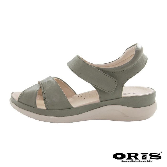 綠36/藍35、40/三輝皮鞋全真皮ORIS膨膨柔軟牛皮足弓支撐交叉素色氣墊平底涼鞋 寬楦拇指外翻女涼拖坡跟涼鞋厚底涼鞋-細節圖7