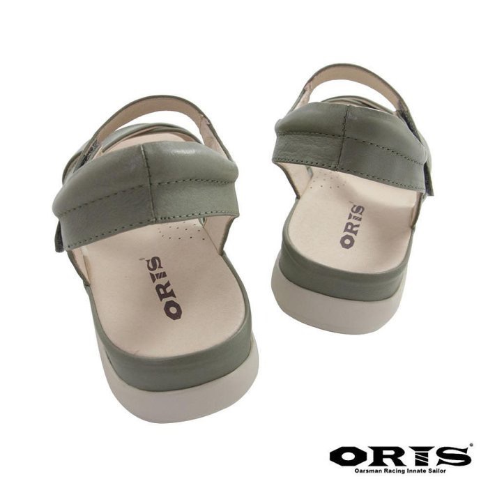 綠36/藍35、40/三輝皮鞋全真皮ORIS膨膨柔軟牛皮足弓支撐交叉素色氣墊平底涼鞋 寬楦拇指外翻女涼拖坡跟涼鞋厚底涼鞋-細節圖8