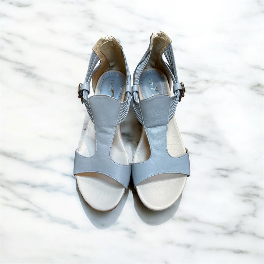 零碼22、22.5/三輝皮鞋台灣製全真皮 柔軟小羊皮足弓支撐工字後包式平底涼鞋 MIT手工鞋 T字木頭低跟坡跟楔型女涼拖-細節圖5