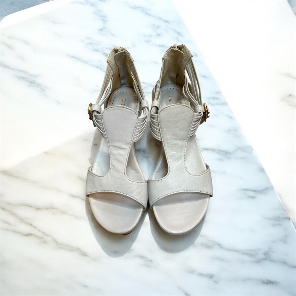 零碼22、22.5/三輝皮鞋台灣製全真皮 柔軟小羊皮足弓支撐工字後包式平底涼鞋 MIT手工鞋 T字木頭低跟坡跟楔型女涼拖-細節圖6