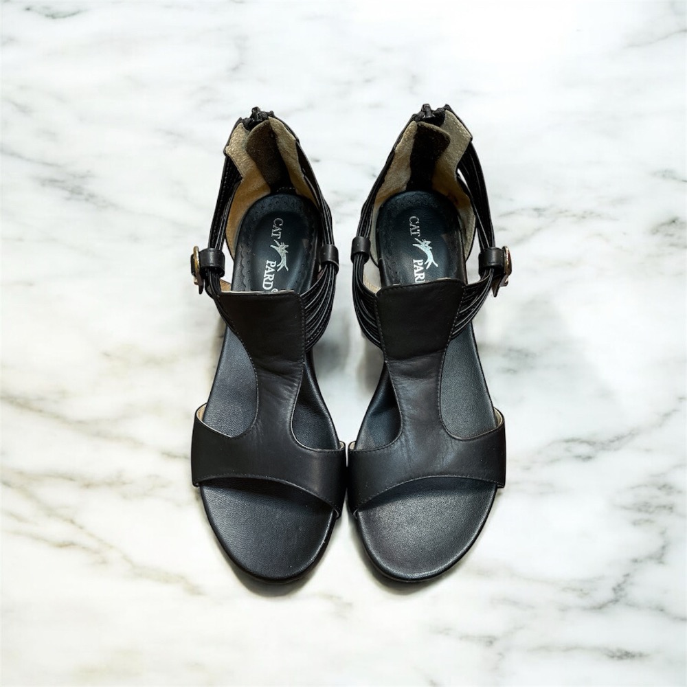 零碼22、22.5/三輝皮鞋台灣製全真皮 柔軟小羊皮足弓支撐工字後包式平底涼鞋 MIT手工鞋 T字木頭低跟坡跟楔型女涼拖-細節圖7