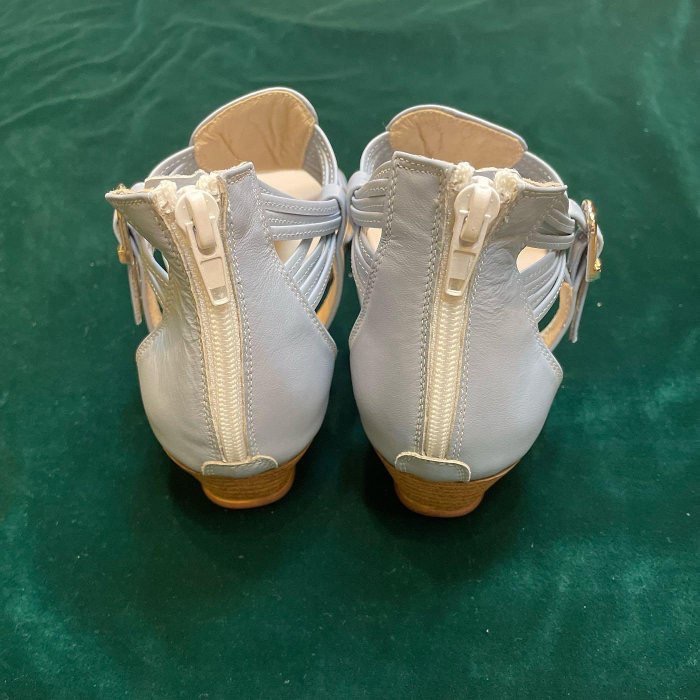 零碼22、22.5/三輝皮鞋台灣製全真皮 柔軟小羊皮足弓支撐工字後包式平底涼鞋 MIT手工鞋 T字木頭低跟坡跟楔型女涼拖-細節圖10