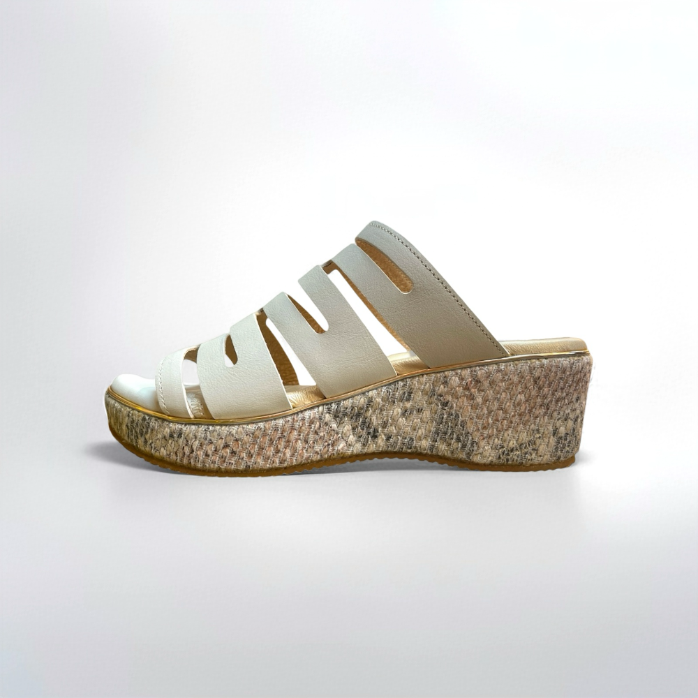 三輝皮鞋台灣製全真皮 牛皮超輕量足弓支撐橫條簍空深口厚底楔型跟拖鞋 babala高台高跟平底拖鞋增高鞋寬楦女涼拖鞋MIT-細節圖4