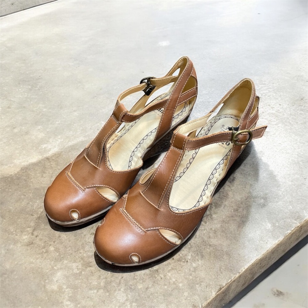 三輝皮鞋台灣製全真皮 牛皮超輕量鞋底縫製T字簍空天然軟木楔型高跟鞋 包頭高台厚底增高涼鞋 MIT手工鞋 一字瑪莉珍女鞋-細節圖3