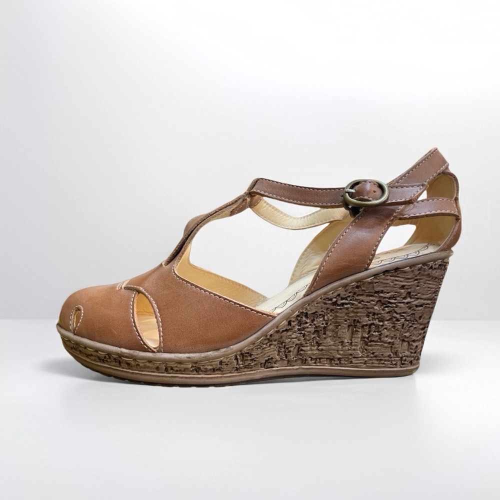 三輝皮鞋台灣製全真皮 牛皮超輕量鞋底縫製T字簍空天然軟木楔型高跟鞋 包頭高台厚底增高涼鞋 MIT手工鞋 一字瑪莉珍女鞋-規格圖11