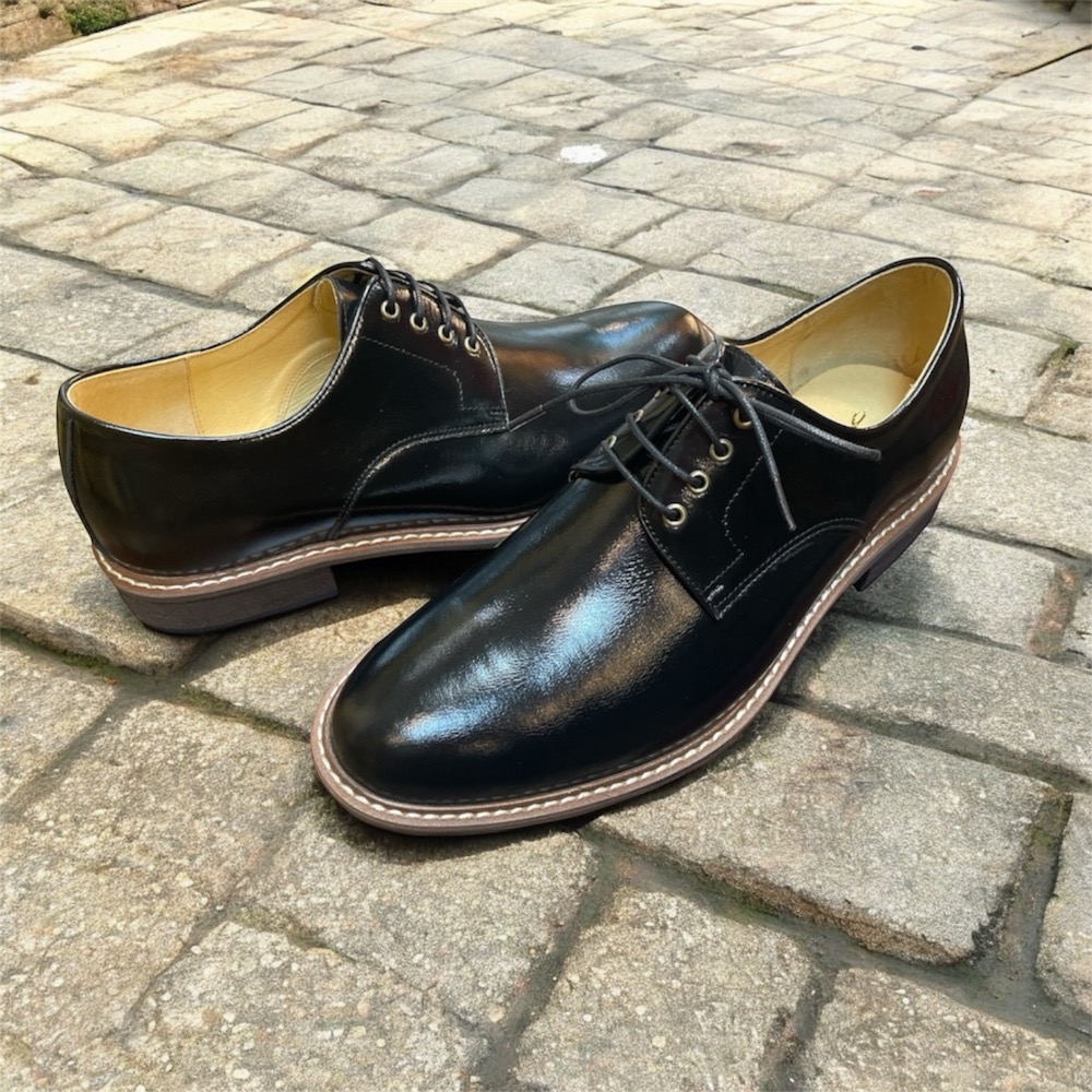 三輝皮鞋台灣製全真皮 英式牛皮防水亮面圓頭綁帶德比鞋馬丁鞋 英倫漆皮紳士牛津鞋MIT手工鞋寬楦男皮鞋上班鞋商務婚鞋-細節圖4