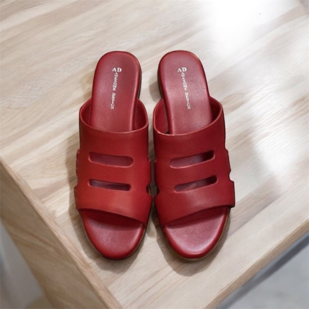 三輝皮鞋台灣製全真皮 不氧化底台 柔軟羊皮尖頭鏤空粗跟中跟鞋 圓頭簍空高跟拖鞋 牛皮女涼拖鞋 零碼特價現貨MIT-細節圖5