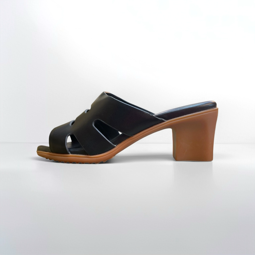 三輝皮鞋台灣製全真皮 不氧化底台 柔軟羊皮尖頭鏤空粗跟中跟鞋 圓頭簍空高跟拖鞋 牛皮女涼拖鞋 零碼特價現貨MIT-規格圖10