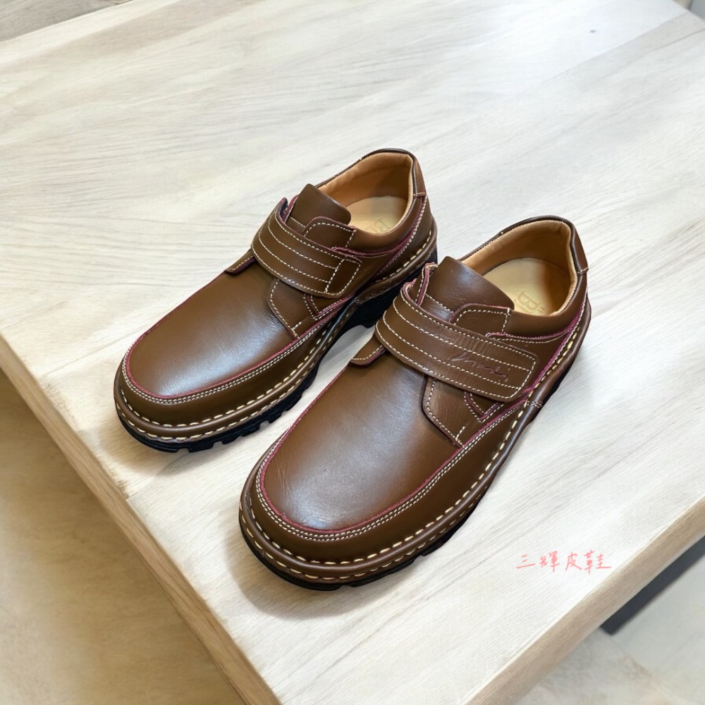 三輝皮鞋台灣製全真皮 BLEWS牛皮專利輕量化雙氣墊休閒鞋 鞋底縫製固特異 MIT老師傅手工鞋 免綁帶工作旅遊安全鞋-細節圖2