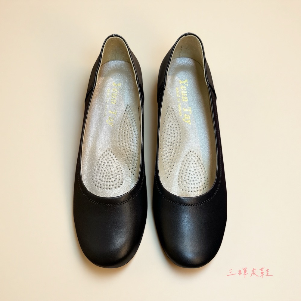 三輝皮鞋台灣製全真皮 牛皮圓頭素面足弓支撐楔型鞋平底鞋 MIT手工鞋坡跟鞋低跟鞋女上班鞋空姐鞋包鞋厚底鞋大尺碼小尺碼女鞋-細節圖2