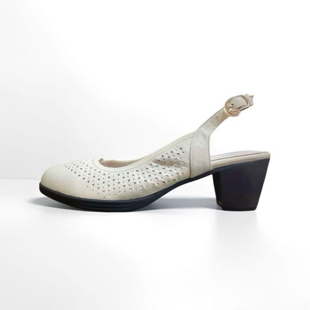 三輝皮鞋台灣製 真皮高跟鞋 真皮涼鞋 真皮跟鞋 後空涼鞋 包頭涼鞋 前包後空 MIT 牛皮圓頭簍空洞洞後帶穆勒粗跟中跟鞋-細節圖5