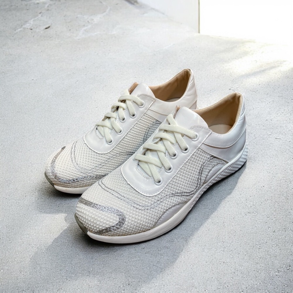 三輝皮鞋台灣製全真皮 MIT牛皮銀色反光流線型網面線條綁帶輕量休閒運動慢跑鞋透氣防滑限量款健走鞋通勤健步鞋 白/黑零碼-細節圖2