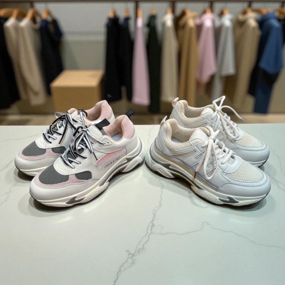 三輝皮鞋韓國製全真皮 牛皮輕量化夜間反光正韓綁帶款厚底休旅老爹鞋休閒鞋運動鞋  korea韓國連線東大門女透氣真皮運動鞋-細節圖8