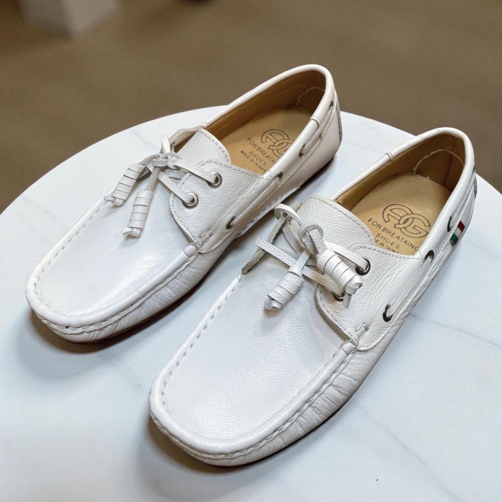 三輝皮鞋台灣製全真皮 MIT手工鞋 牛皮免綁帶鞋底縫製小方頭鞋帶款女豆豆休閒帆船鞋莫卡辛樂福平底懶人開車鞋小尺碼女鞋-細節圖3