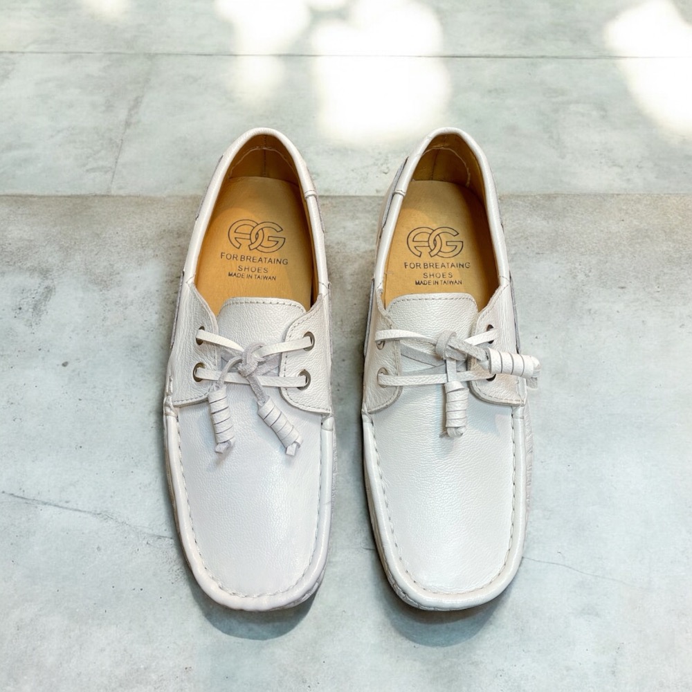 三輝皮鞋台灣製全真皮 MIT手工鞋 牛皮免綁帶鞋底縫製小方頭鞋帶款女豆豆休閒帆船鞋莫卡辛樂福平底懶人開車鞋小尺碼女鞋-細節圖4