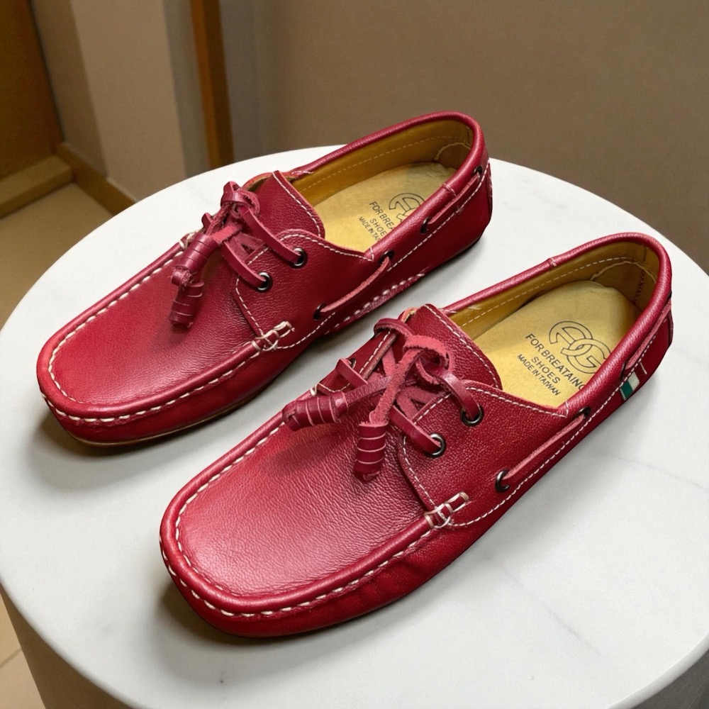 三輝皮鞋台灣製全真皮 MIT手工鞋 牛皮免綁帶鞋底縫製小方頭鞋帶款女豆豆休閒帆船鞋莫卡辛樂福平底懶人開車鞋小尺碼女鞋-細節圖6