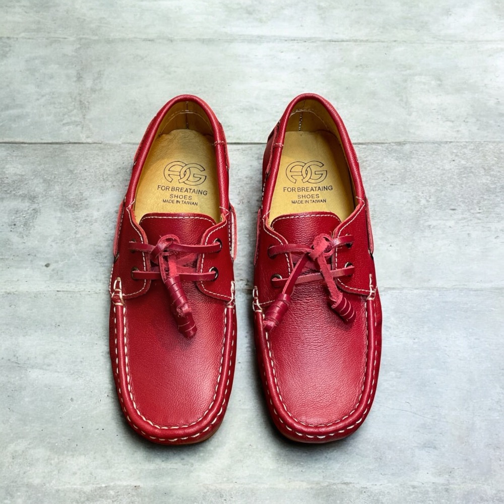 三輝皮鞋台灣製全真皮 MIT手工鞋 牛皮免綁帶鞋底縫製小方頭鞋帶款女豆豆休閒帆船鞋莫卡辛樂福平底懶人開車鞋小尺碼女鞋-細節圖7