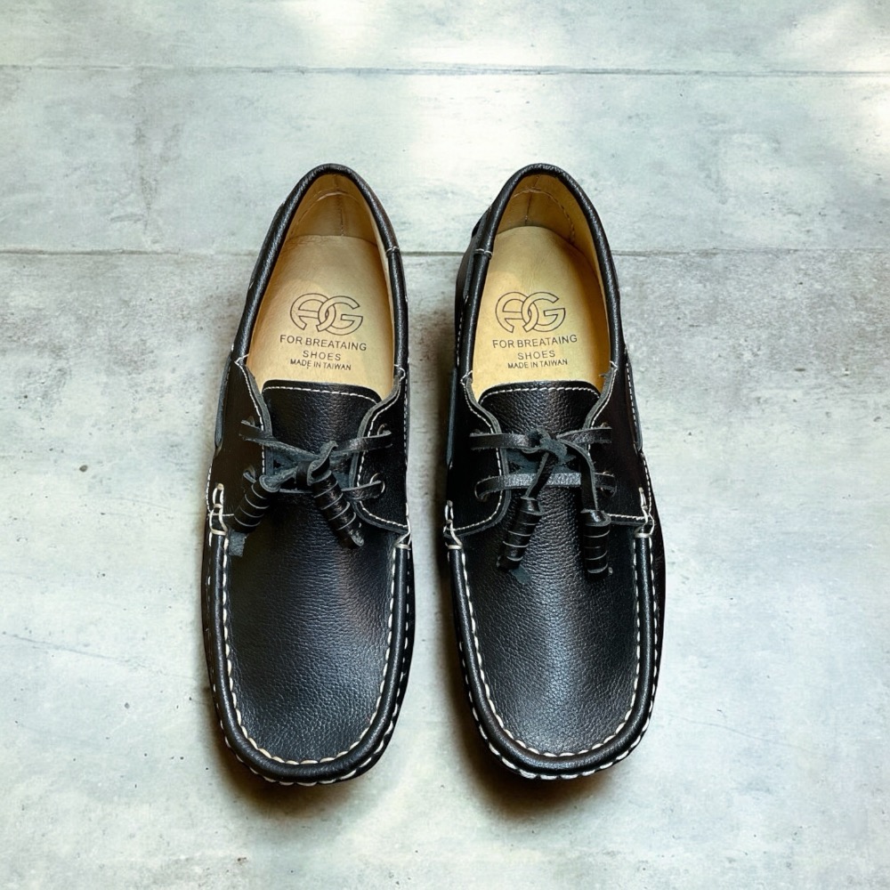 三輝皮鞋台灣製全真皮 MIT手工鞋 牛皮免綁帶鞋底縫製小方頭鞋帶款女豆豆休閒帆船鞋莫卡辛樂福平底懶人開車鞋小尺碼女鞋-細節圖10