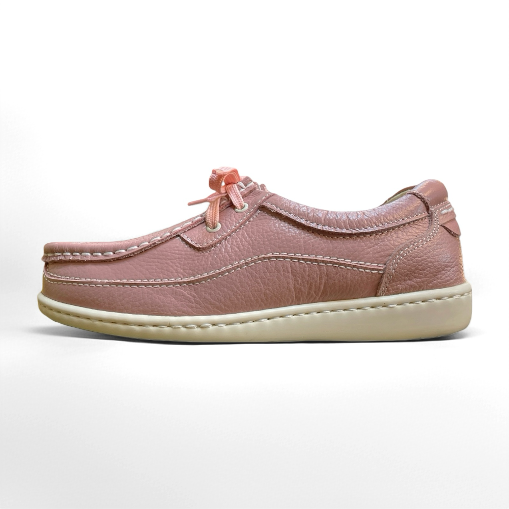 三輝皮鞋台灣製全真皮 MIT手工鞋 BLEWS牛皮雙氣墊鞋底縫製固特異小方頭鞋帶款女平底休閒帆船鞋袋鼠鞋小尺碼女鞋小腳-細節圖5