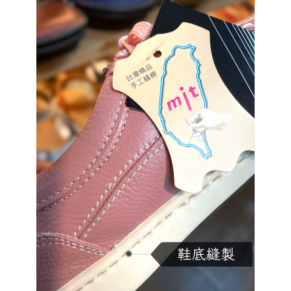 三輝皮鞋台灣製全真皮 MIT手工鞋 BLEWS牛皮雙氣墊鞋底縫製固特異小方頭鞋帶款女平底休閒帆船鞋袋鼠鞋小尺碼女鞋小腳-細節圖10