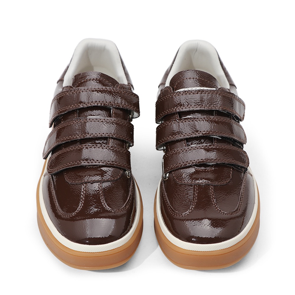 三輝皮鞋FNACE拉拉拉休閒鞋 真皮休閒鞋 免綁帶皮鞋 牛皮休閒鞋 漆皮休閒鞋 魔鬼粘鞋 休閒鞋女 牛皮亮面防潑水平底鞋-細節圖3