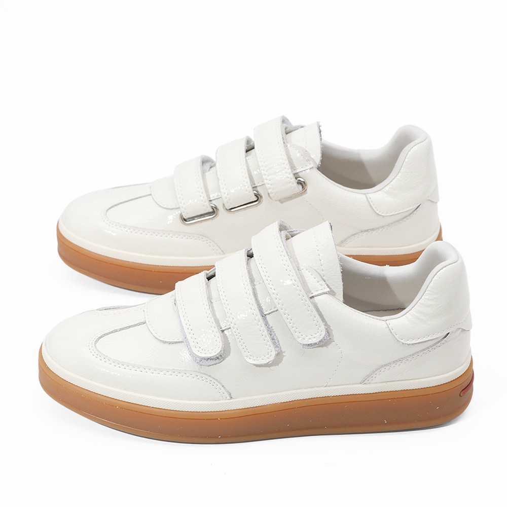 三輝皮鞋FNACE拉拉拉休閒鞋 真皮休閒鞋 免綁帶皮鞋 牛皮休閒鞋 漆皮休閒鞋 魔鬼粘鞋 休閒鞋女 牛皮亮面防潑水平底鞋-細節圖8